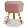 Puff Redondo Pés Palito Veludo Rosa Nude SMF DECOR - 1