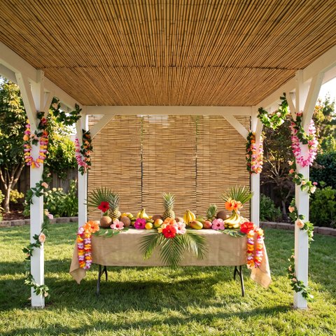 Gazebo e Tenda Decoração Esteira de Bambu 5m x 1m Rústica Marrom Festa Casamento e Lual