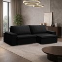 Ver imagem 1 de Sofá 3 Lugares Retrátil Reclinável para Sala 245cm Malfati F04 Veludo Preto - Lyam Decor