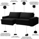 Ver imagem 3 de Sofá 3 Lugares Retrátil Reclinável para Sala 245cm Malfati F04 Veludo Preto - Lyam Decor