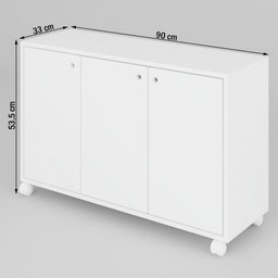 Balcão Buffet Roma 3 Portas Branco - Pnr Móveis - 4