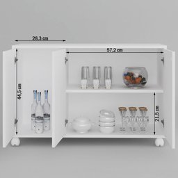 Balcão Buffet Roma 3 Portas Branco - Pnr Móveis - 5