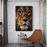 Quadro Leão Luxo Fosco Vertical - Tela Única - 90 x 60 cm - Dourada - 1