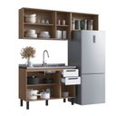 Ver imagem 6 de Cozinha Modulada Provençal 3 Peças Balcão 120cm 2 Armários Marrom/Jequitibá/Branco Fosco