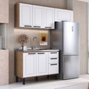 Ver imagem 1 de Cozinha Modulada Provençal 3 Peças Balcão 120cm 2 Armários Marrom/Jequitibá/Branco Fosco