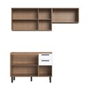 Ver imagem 4 de Cozinha Modulada Provençal 3 Peças Balcão 120cm 2 Armários Marrom/Jequitibá/Branco Fosco