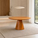 Ver imagem 1 de Mesa de Jantar Cone Madeira Maciça e Lâmina Madeira Natural 1,35m