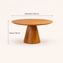 Ver imagem 3 de Mesa de Jantar Cone Madeira Maciça e Lâmina Madeira Natural 1,35m