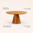 Ver imagem 4 de Mesa de Jantar Cone Madeira Maciça e Lâmina Madeira Natural 1,35m