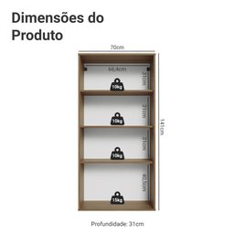 Cristaleira Suspensa 70 Cm 2 Portas de Vidro Vik Madesa - 4