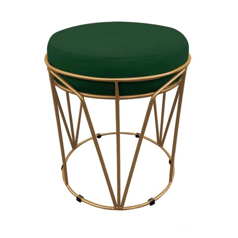 Puff Babu Suede Verde Base Dourado