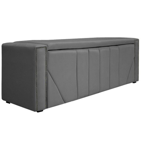 Calçadeira Baú Casal 140 Cm Para Cama Box Suede Cinza