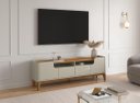 Ver imagem 2 de Rack / Bancada Fl 1.80m Estilo Retrô para Tv até 65'' Cor Off White / Cinamomo
