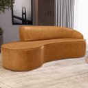 Ver imagem 2 de Sofá 3 Lugares Curvo Sala de Estar Living Firenze Direito D02 Couríssimo Whisky 210 cm B-90 - Lyam