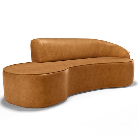 Sofá 3 Lugares Curvo Sala de Estar Living Firenze Direito D02 Couríssimo Whisky 210 cm B-90 - Lyam