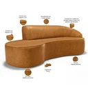 Ver imagem 3 de Sofá 3 Lugares Curvo Sala de Estar Living Firenze Direito D02 Couríssimo Whisky 210 cm B-90 - Lyam