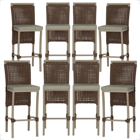 8 Banqueta em Alumínio Roma Fendi Corda Náutica Tecido 8