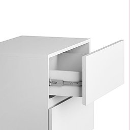 Mesa de Cabeceira Eros 45cm 2 Gavetas Estilo Industrial Off White Brilhante com Pés de Ferro Dourado - 5