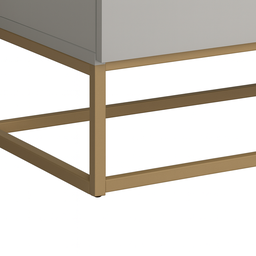 Mesa de Cabeceira 2 Gavetas Eros 45cm Mdf Off White Estilo Industrial com Pés de Ferro Dourado - 4