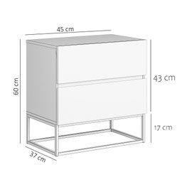 Mesa de Cabeceira Eros 45cm 2 Gavetas Estilo Industrial Off White Brilhante com Pés de Ferro Dourado - 4