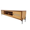 Rack Sala Tv até 75 Polegadas Paraty 220 Cm Laminado Madeira Pés Metal e Palhinha Mel - 4