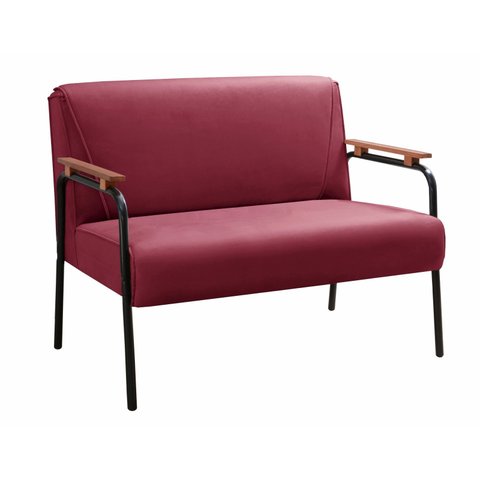 Poltrona Namoradeira Jade 2 Lugares Braço Fixo - Suede Bordô