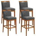 Ver imagem 1 de Kit 4 Banquetas Alta Cozinha Gourmet Conforto Suede:Suede Cinza