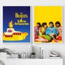 Ver imagem 1 de Kit 2 Quadros Beatles Yellow Submarine 24x18cm - com Vidro:madeira Branca