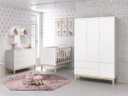 Ver imagem 1 de Jogo de Quarto para Bebê Completo 3 Portas Classic New Branco Fosco com Natural - MoveisAqui