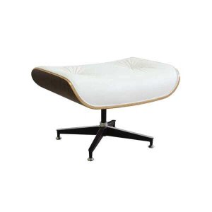 Puff Charles Eames Couro Natural Branco