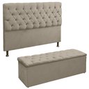 Ver imagem 1 de Jogo Cabeceira e Sapateira Recamier Lana para Cama Box Solteiro 90 Cm - Sv Decor:bege