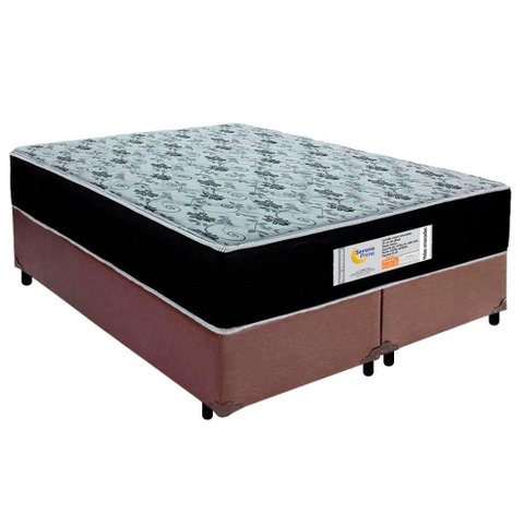 Cama Box Queen Bipartido Sintético + Colchão Molas Ensacadas Sereneprime Sonnolux 158x198x65