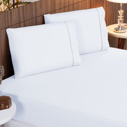 Roupa de Cama Queen 400 Fios 3 Peças 100% Toque Macio Cor:branco - 2