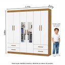 Ver imagem 5 de Guarda-Roupa 6 Portas 4 Gavetas com Espelho Infantil Perola Branco/Cinamomo