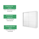 Ver imagem 4 de Guarda Roupa Casal 2 Portas 6 Gavetas Cancun D'doro Branco