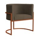 Ver imagem 1 de Poltrona Decorativa Luana Linho Marrom Base Bronze - Fm