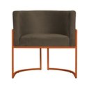 Ver imagem 3 de Poltrona Decorativa Luana Linho Marrom Base Bronze - Fm
