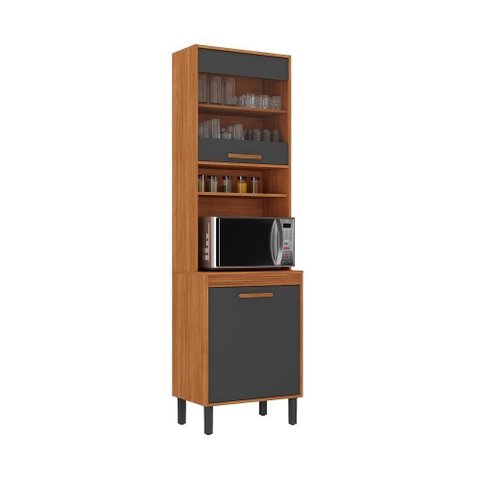 Combo de Móvel de Cozinha Canela 2 Portas MDP 61,6cm Cinamomo e Grafite Itatiaia