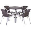 Ver imagem 1 de Jogo 4 Cadeiras Alumínio e Mesa Tampo Tramado Fibra Sintética para Jardim Piscina Varanda Floripa