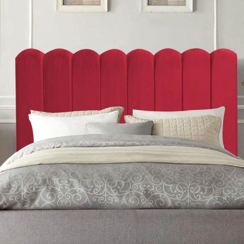 Cabeceira Estofada Alanis 160cm Queen Suede Vermelho