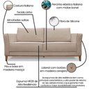 Ver mais imagens de Sofa Balli 2 Lugares 170cm Pes Madeira Linho 221 Areia Ezz Areia