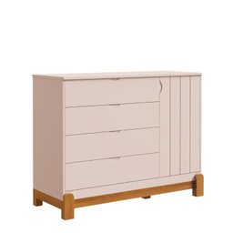 Quarto de Bebê Lótus com Guarda-roupa 4 Portas, Cômoda com Porta e Berço Minicama Rosa Reller - 4