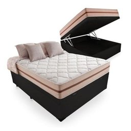 Cama Box Baú com Colchão Anjos Molas Ensacadas Viúva Preto - 1