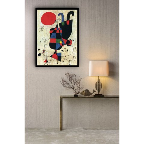 Quadro Decorativo Obra Miró Abstrato - 70x50cm:moldura Branca