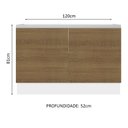 Ver imagem 3 de Balcão Gabinete de Pia Armário de Cozinha 100% MDF 120 cm 2 Portas Branco/Rustic Acordes Madesa