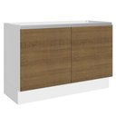 Ver imagem 1 de Balcão Gabinete de Pia Armário de Cozinha 100% MDF 120 cm 2 Portas Branco/Rustic Acordes Madesa