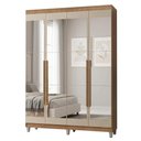Ver imagem 2 de Guarda-Roupa Solteiro com Pés 4 Portas Batentes com Espelhos Rustic/Crema/Rustic Netuno Madesa