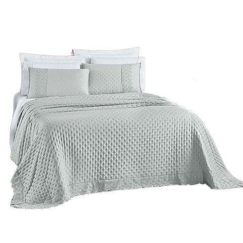 Kit Cobre Leito Colcha Nobre Casal Queen 3 Peças Micropercal 200 Fios Matelado - Cinza Geada