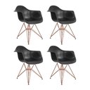 Ver imagem 1 de Kit 4 Poltronas Pretas com Braço Daw em Ferro Cobre Preto
