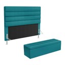 Ver imagem 1 de Cabeceira Atlas e Calçadeira Baú Ursa 140 para Cama de Casal Z-016 Sued Azul Turquesa Aradecor